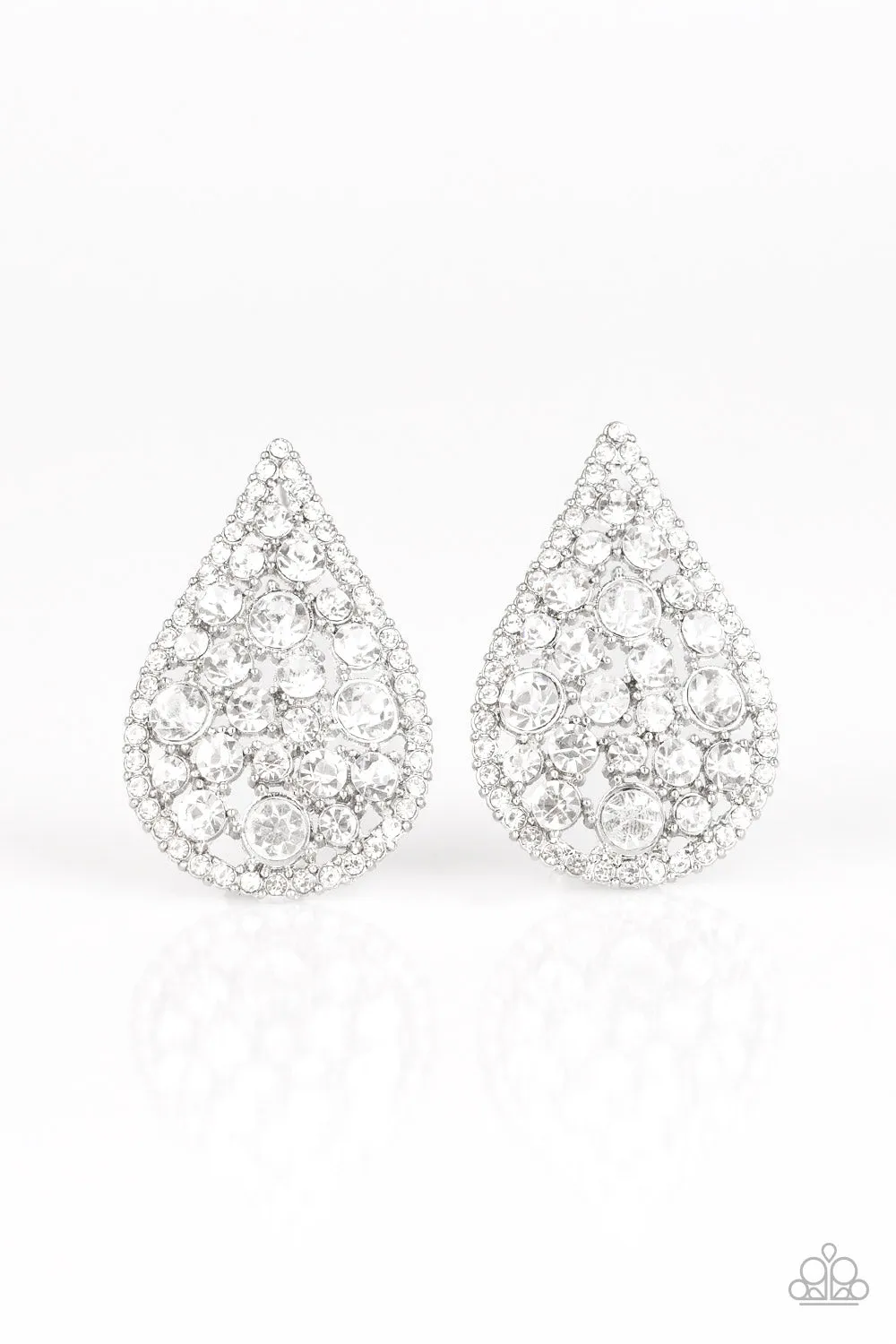 Paparazzi Accessories - REIGN-Storm - White Earrings