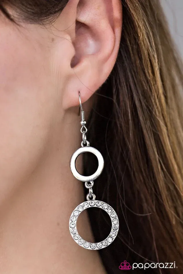 Paparazzi Earring ~ Classy and Bubbly - White