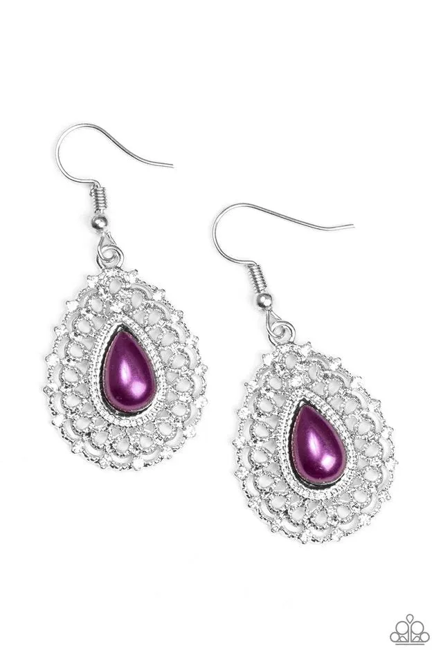 Paparazzi Earring ~ Court Chic - Purple