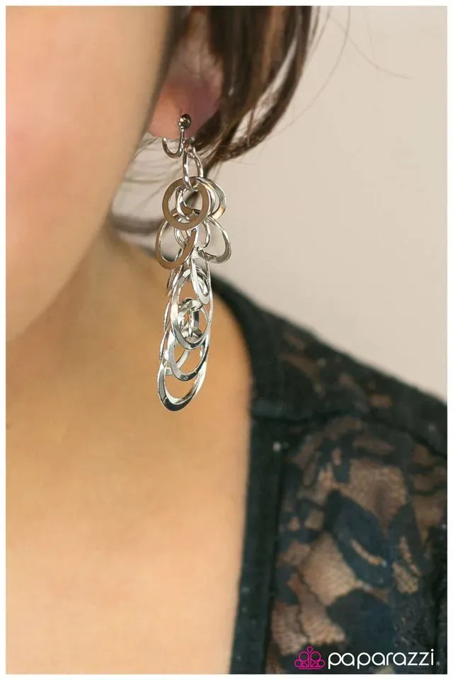 Paparazzi Earring ~ Cyclone - Silver