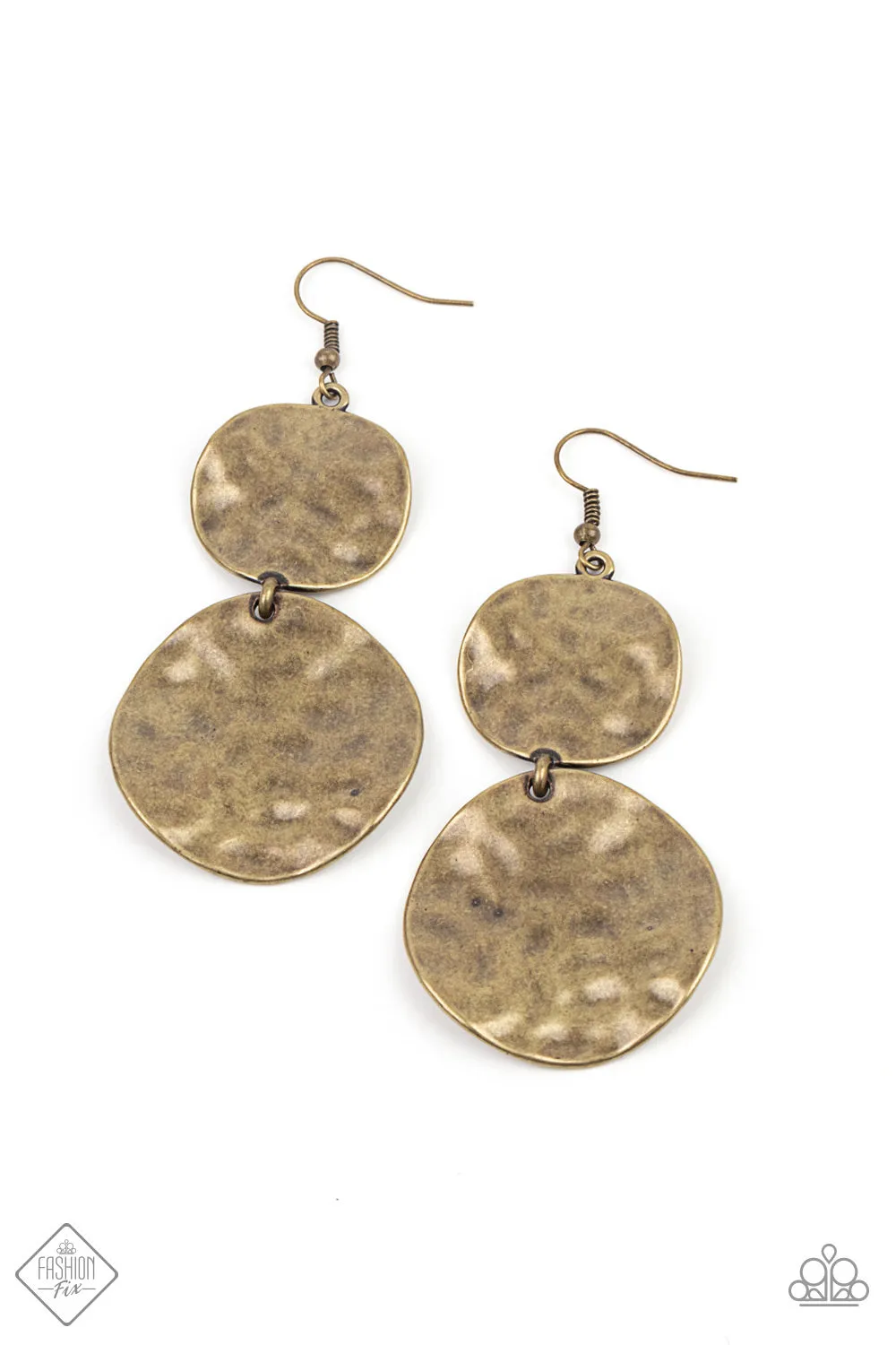 Paparazzi Earring Fashion Fix Jan 2021 ~ HARDWARE-Headed - Brass