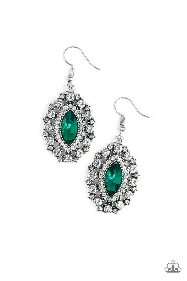 Paparazzi Earring ~ Long May She Reign - Green