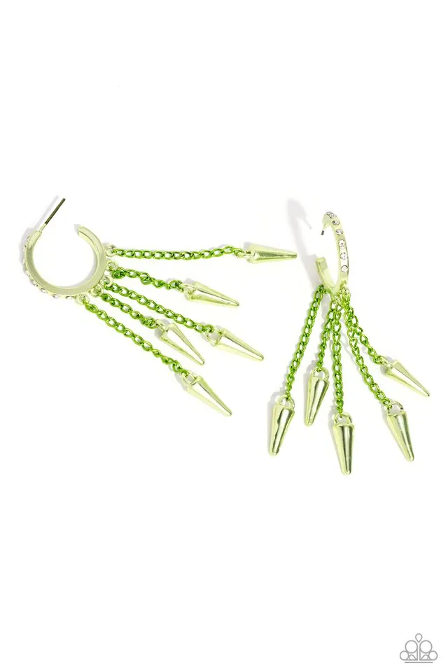 Paparazzi Earring ~ Piquant Punk - Green