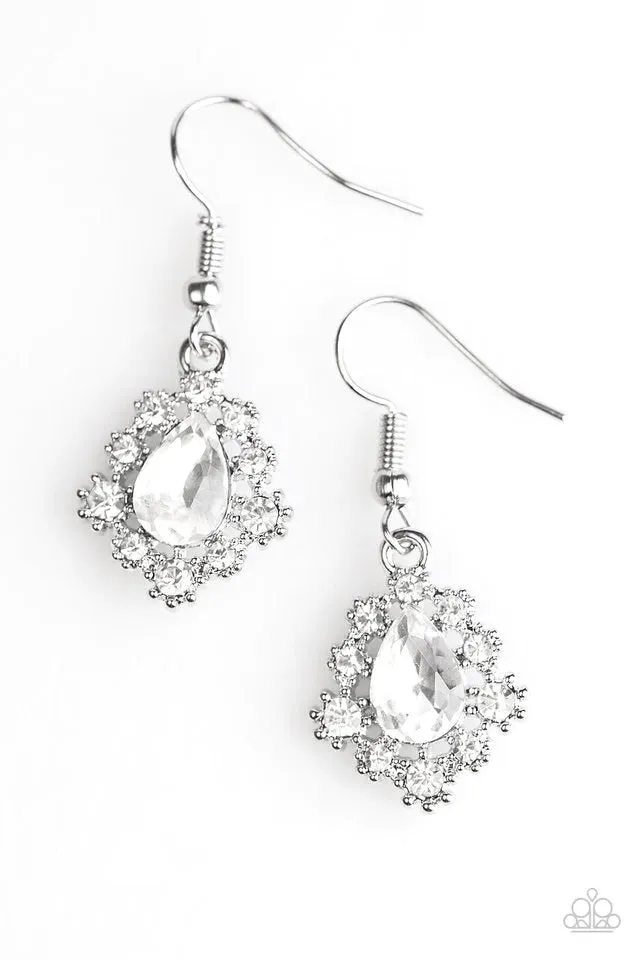 Paparazzi Earring ~ Rich and Regal - White