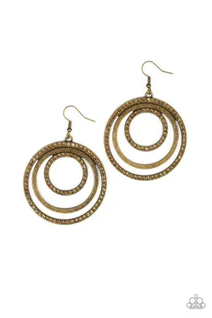 Paparazzi Earring ~ Rippling Refinement - Brass