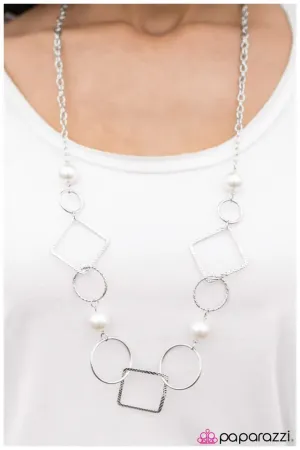 Paparazzi Necklace ~ Opulent Outlines - White