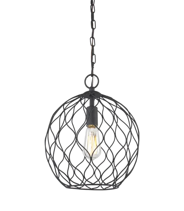 Parisian Mesh Matte Black 1 Light Pendant