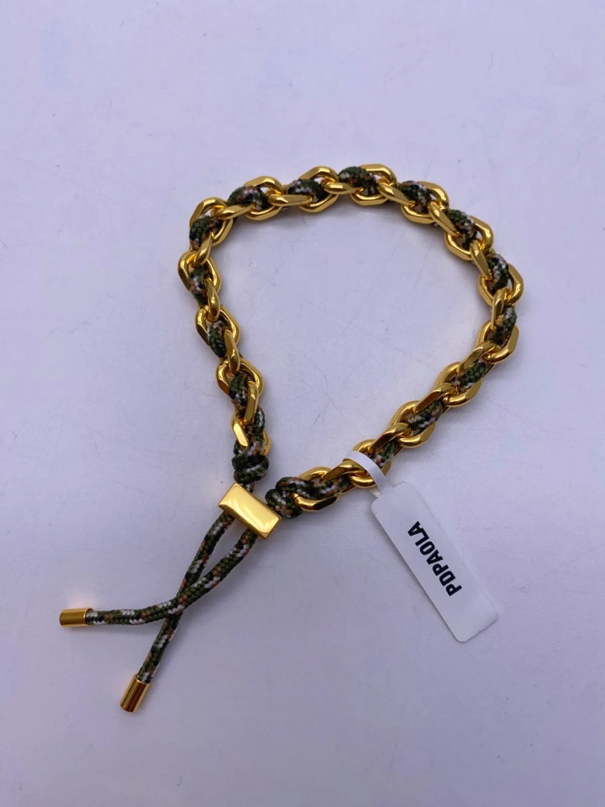 PDPAOLA Gold and Green Knot Bracelet