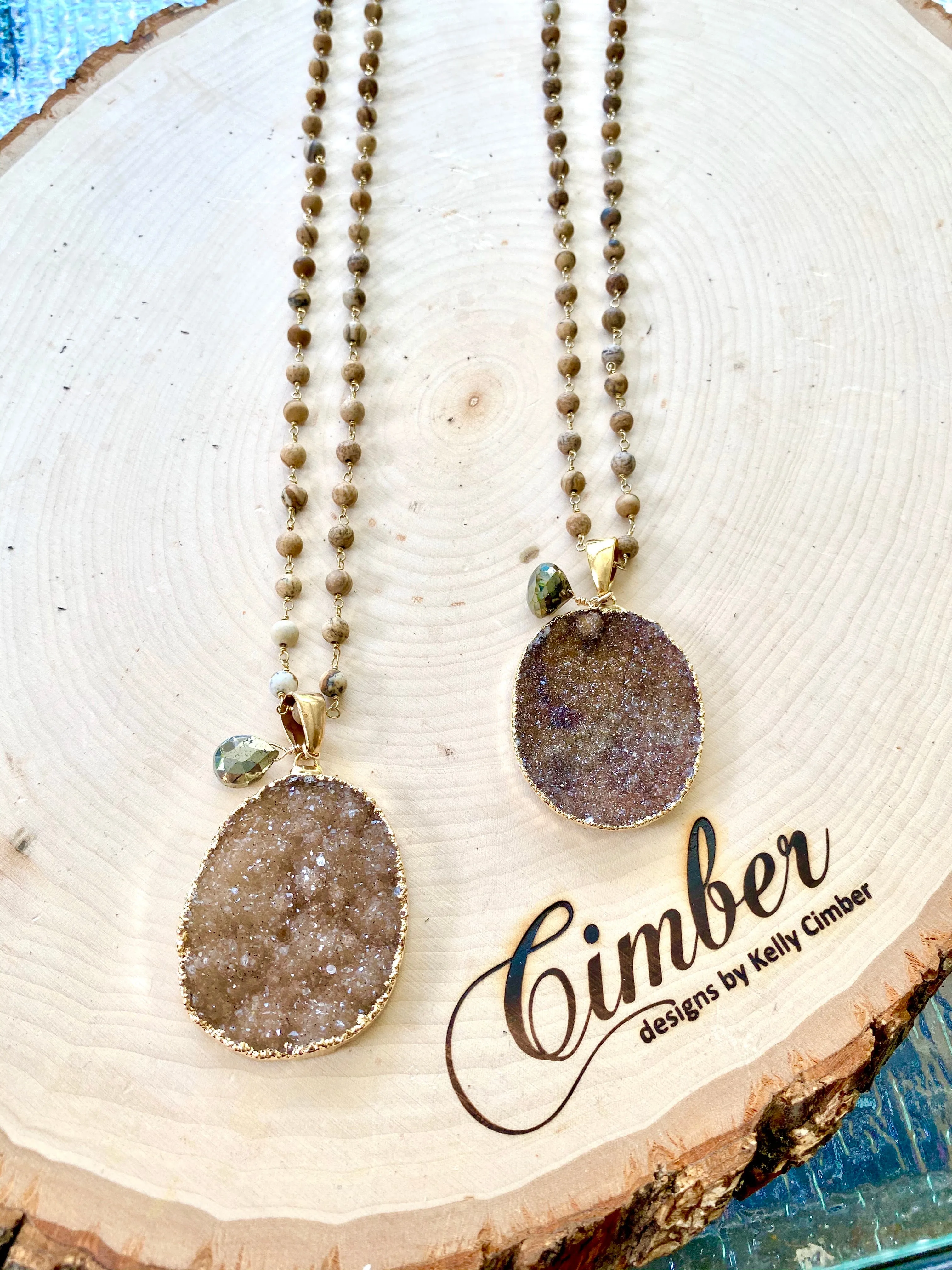 Picture Jasper Druzy Necklace