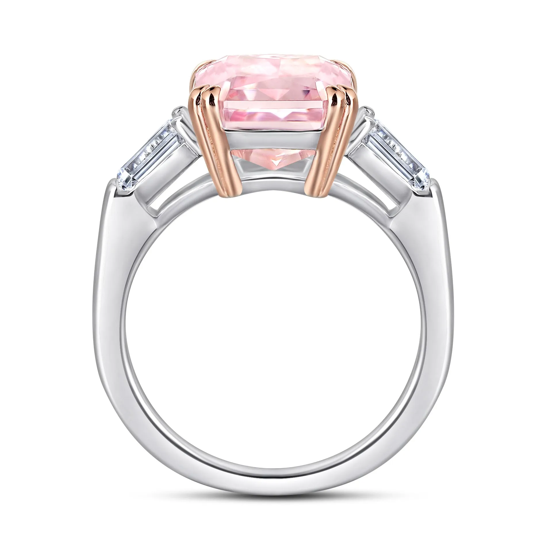 Pink Baguette Sterling Silver Ring