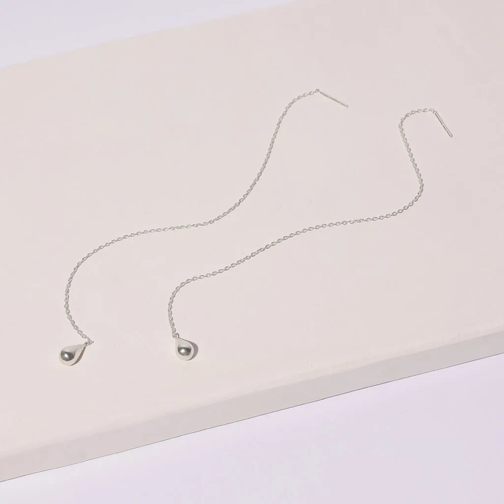 Pod Droplet Threader Earrings - Sterling Silver