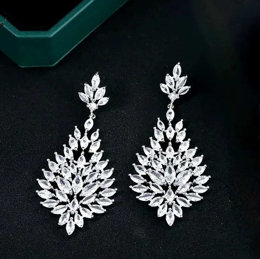 "Indya" - Cubic Zirconia Bridal Earrings - Available in Silver and Gold