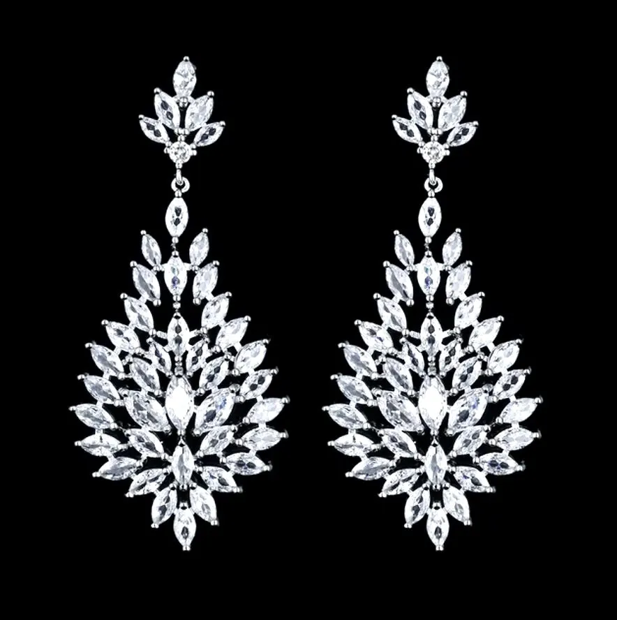 "Indya" - Cubic Zirconia Bridal Earrings - Available in Silver and Gold