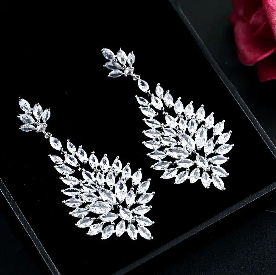 "Indya" - Cubic Zirconia Bridal Earrings - Available in Silver and Gold