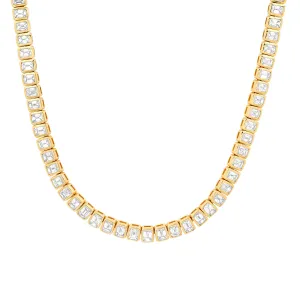 REGAL EMERALD CUT DIAMOND NECKLACE, 14kt GOLD