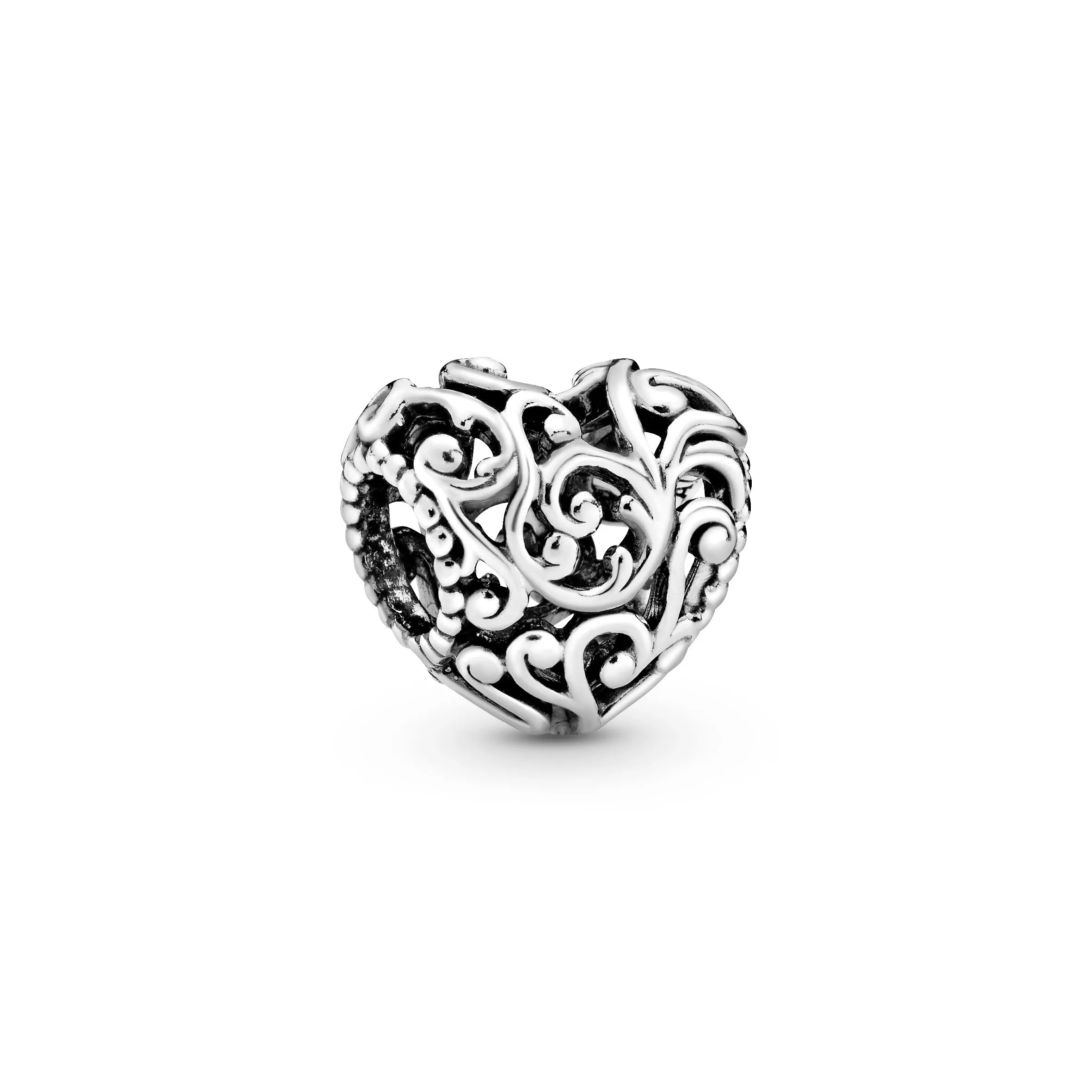 Regal pattern heart silver charm