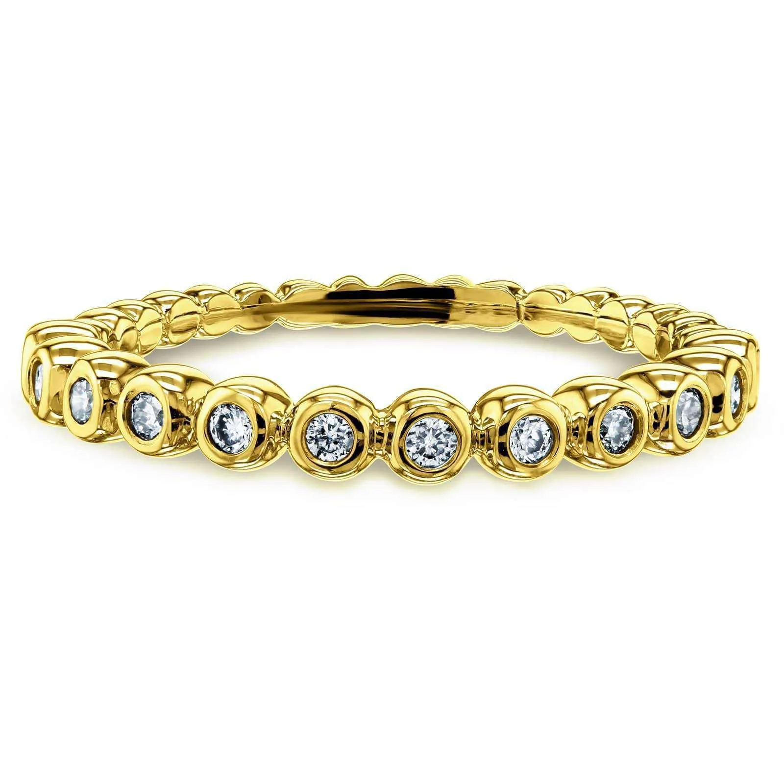 Ribbed Bezel Diamond Band 10k Yellow Gold