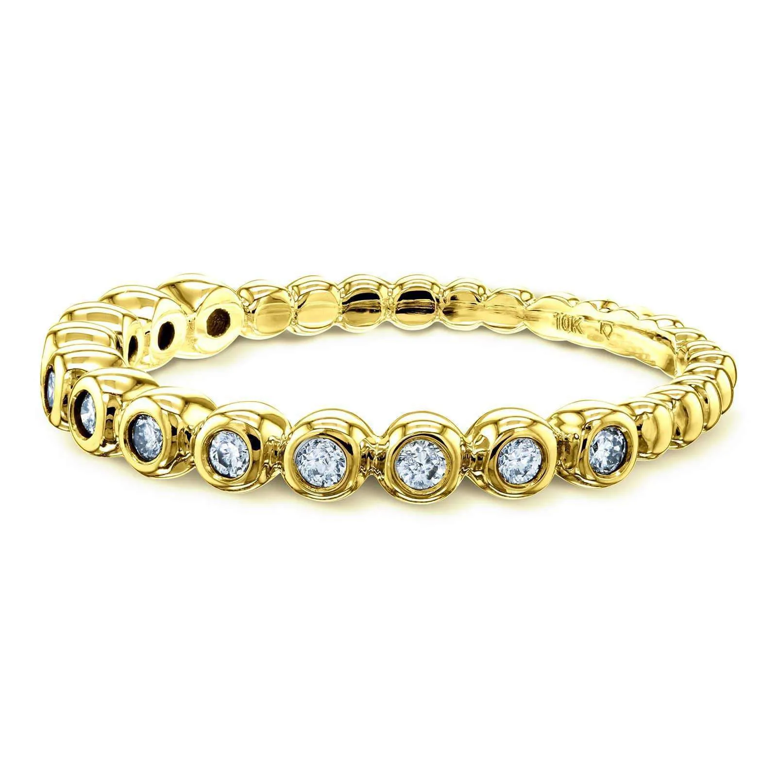 Ribbed Bezel Diamond Band 10k Yellow Gold