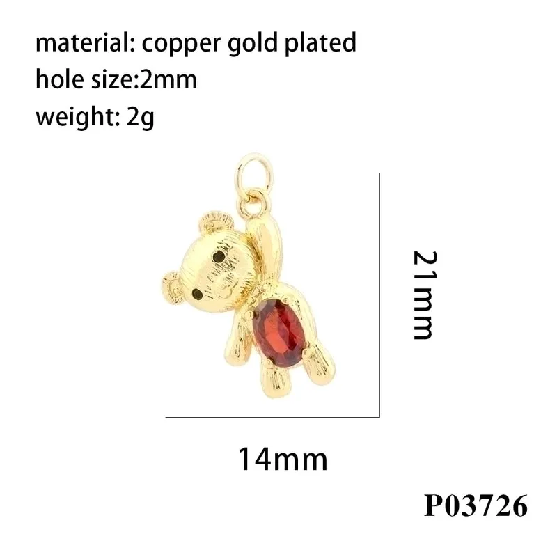 Romantic Simple Style Pentagram Bear Heart Shape Copper Plating Inlay Zircon 18k Gold Plated Charms