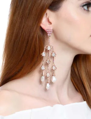 Rose Cascade Long Earrings