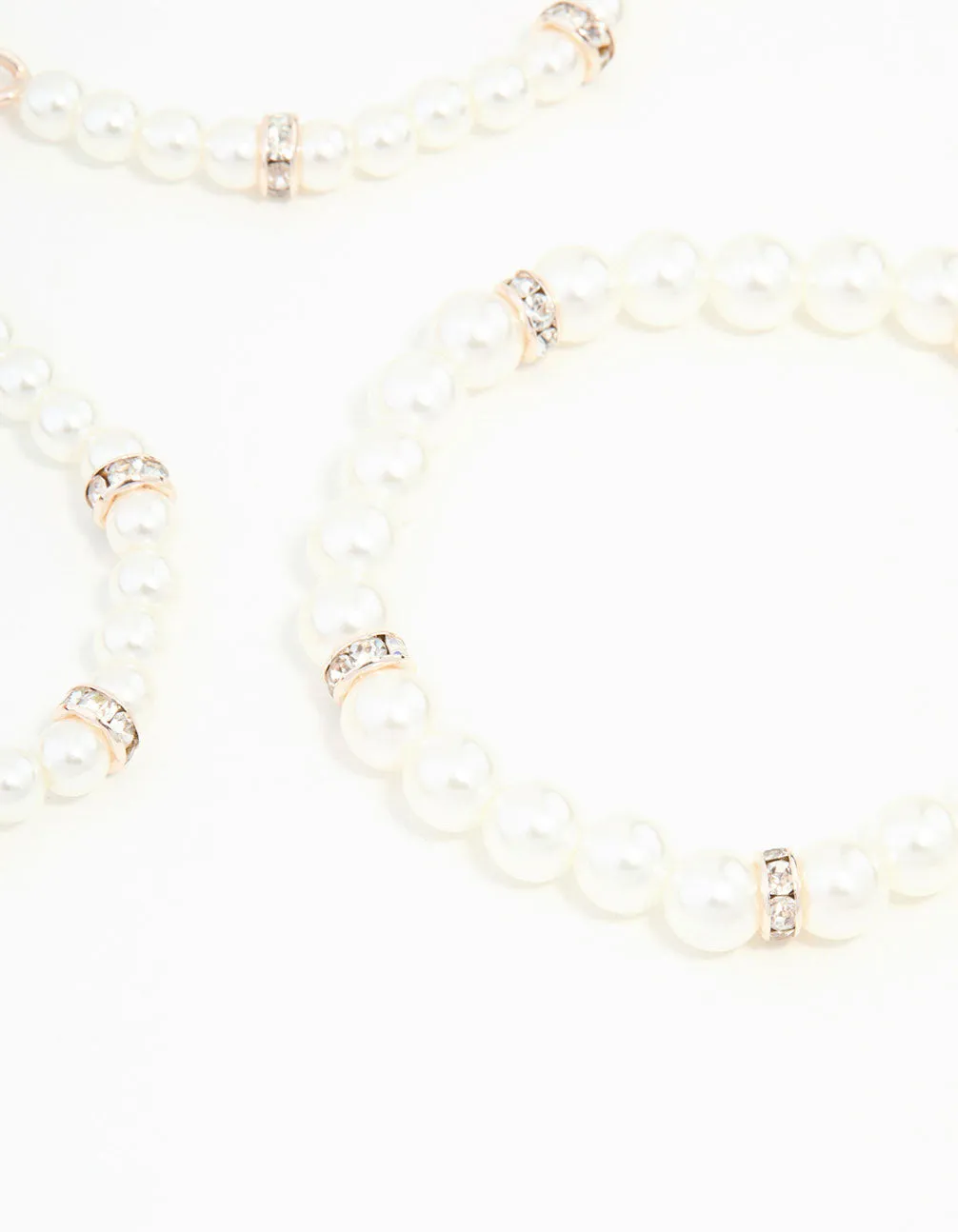 Rose Gold &  Pearl Bracelets Stretch Bracelets 3-Pack