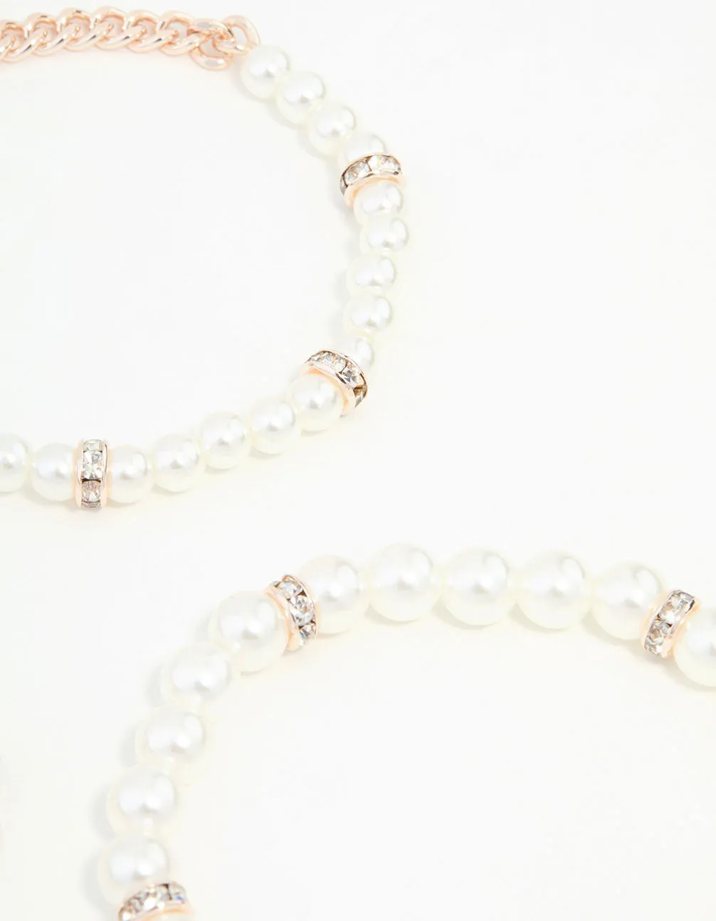 Rose Gold &  Pearl Bracelets Stretch Bracelets 3-Pack