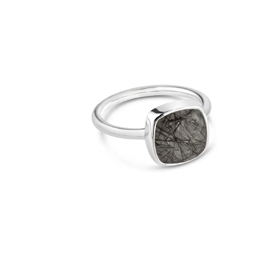 Rutilated Quartz Cocktail Ring Silver