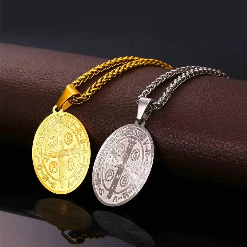 Saint Benedict Medal Necklace Christian Medals Necklaces