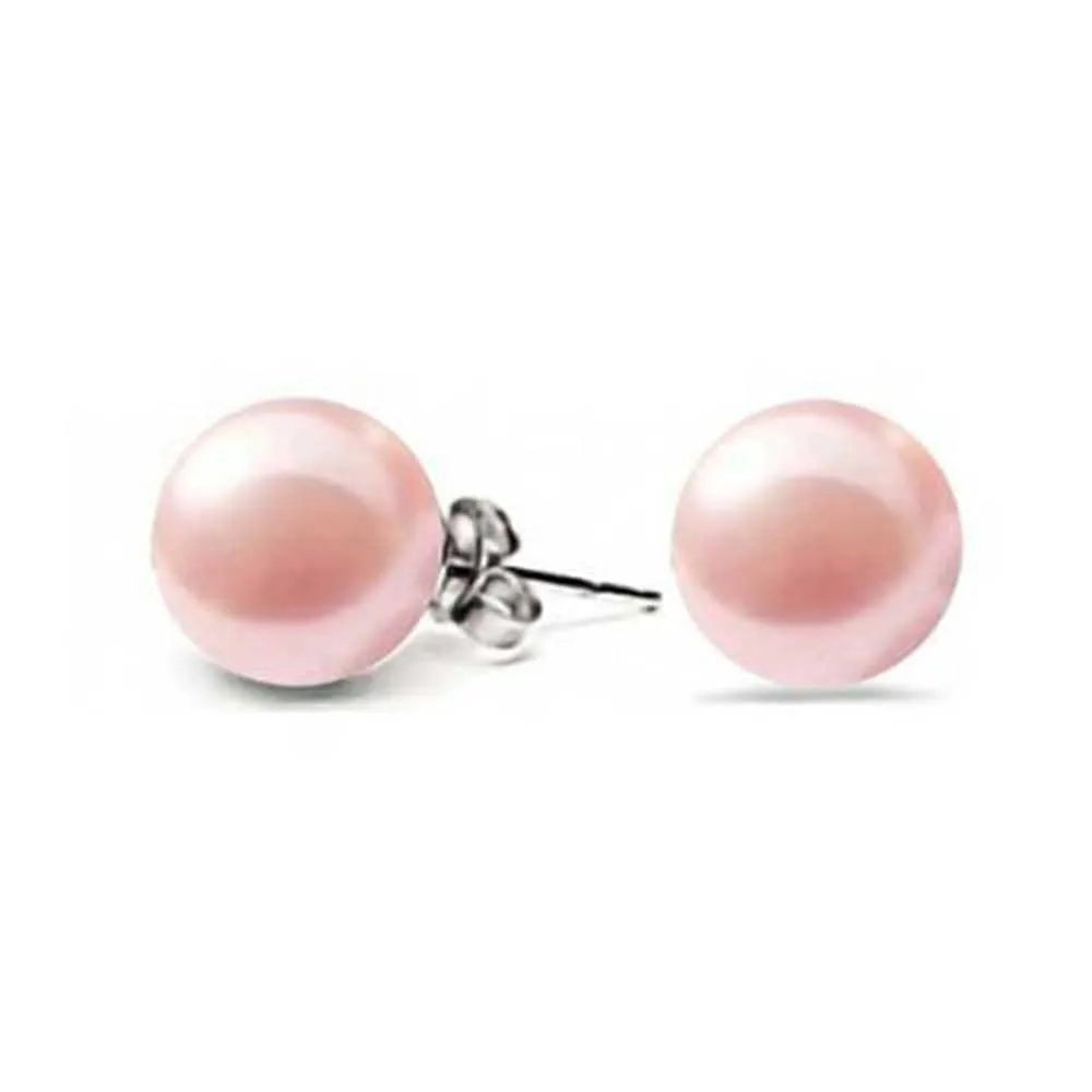 Set Of 3 Drop Ball Earrings White Black Pink Simulated Pearl Studs Sterling Silver