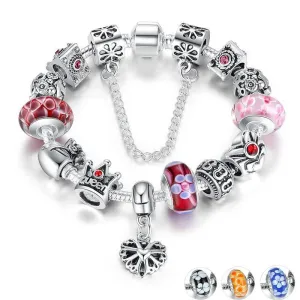 Silver Charms & Queen Crown Beads Bracelet