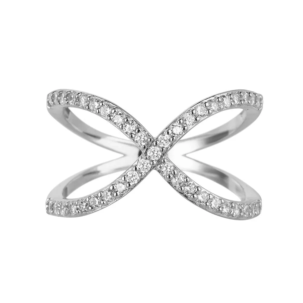 Silver Crossover Ring