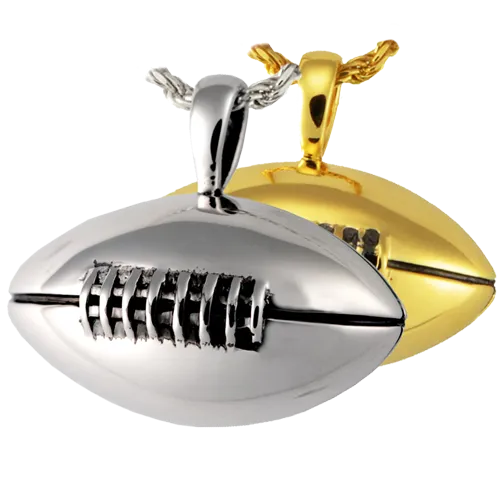 Silver Football Keepsake Pendant Urn for Cremains