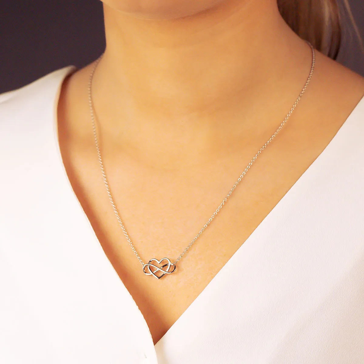 Silver Infinity Heart Interlinked Necklace