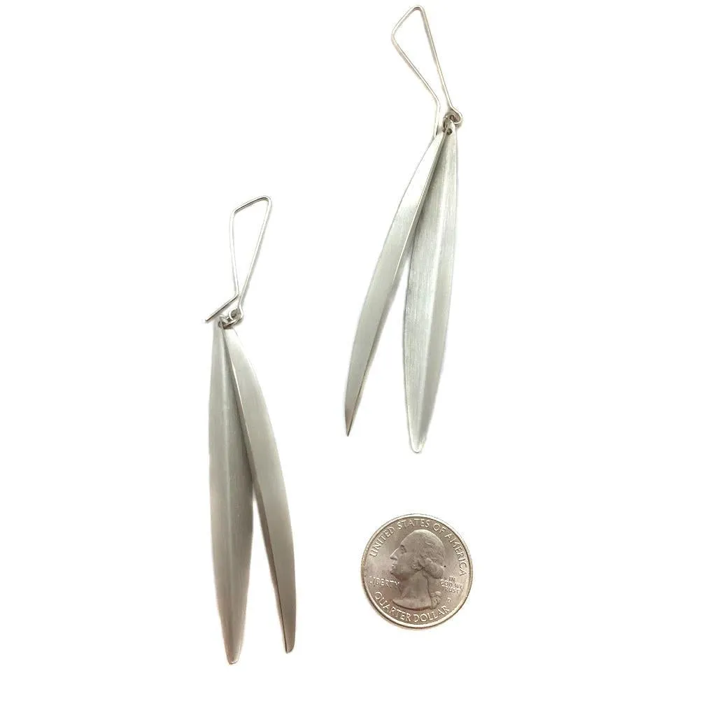 Silver Layered Leaf Earrings