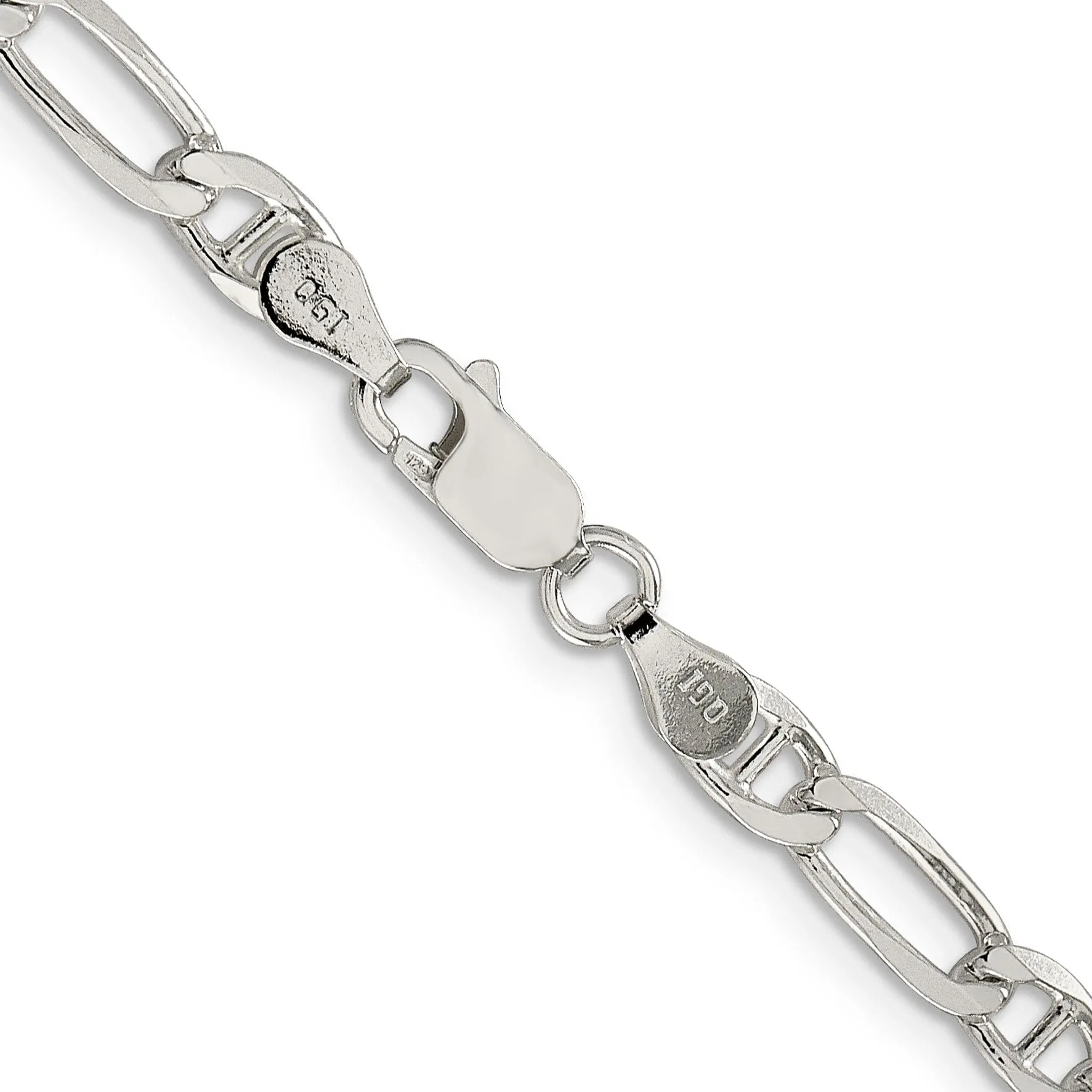 Silver Polished 4.50-mm Figaro Anchor Chain