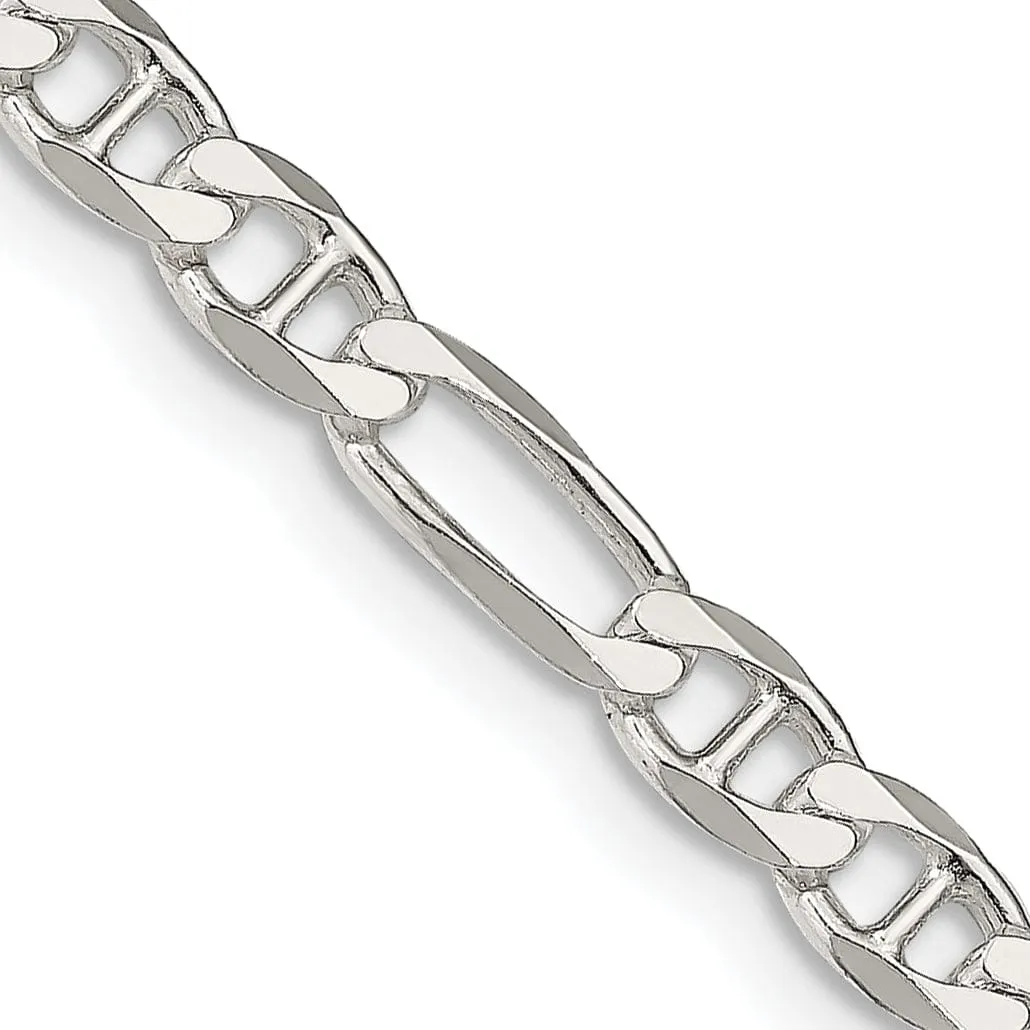 Silver Polished 4.50-mm Figaro Anchor Chain