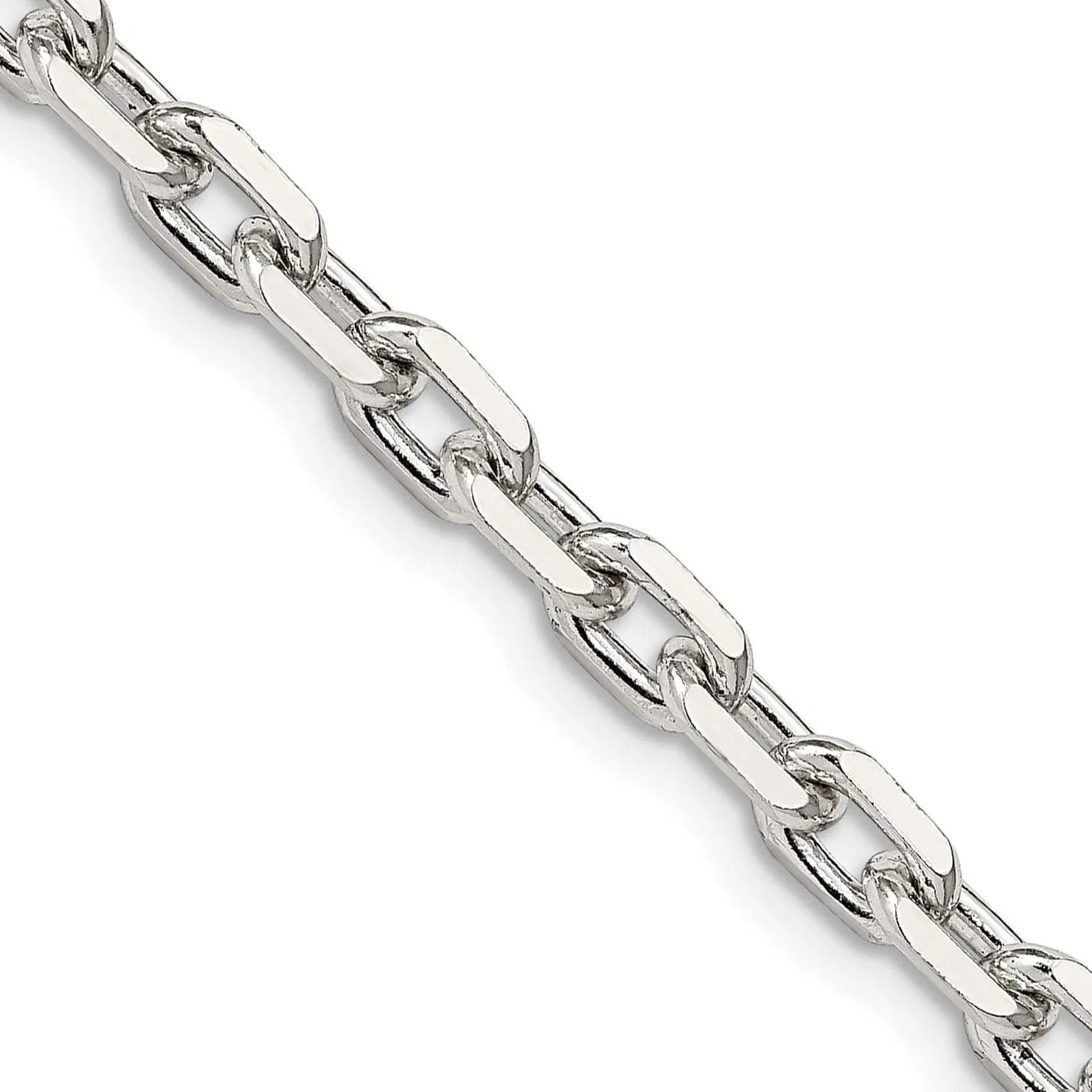 Silver Polished 4.90mm Beveled Oval Cable Chain