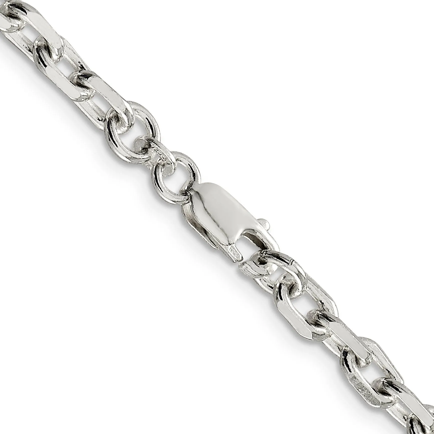 Silver Polished 4.90mm Beveled Oval Cable Chain