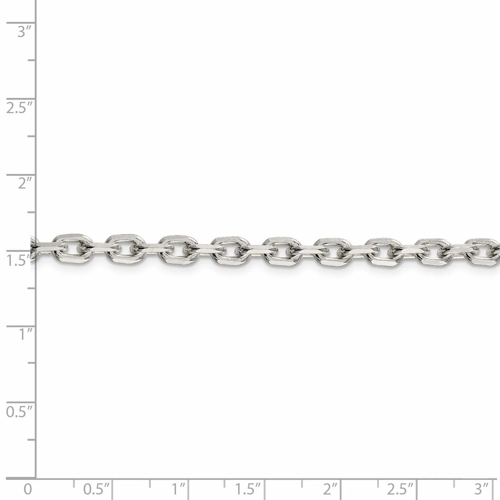 Silver Polished 4.90mm Beveled Oval Cable Chain