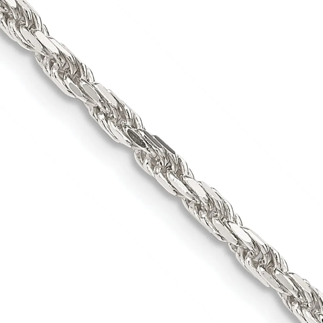 Silver Polished D.C 2.50-mm Solid Rope Chain