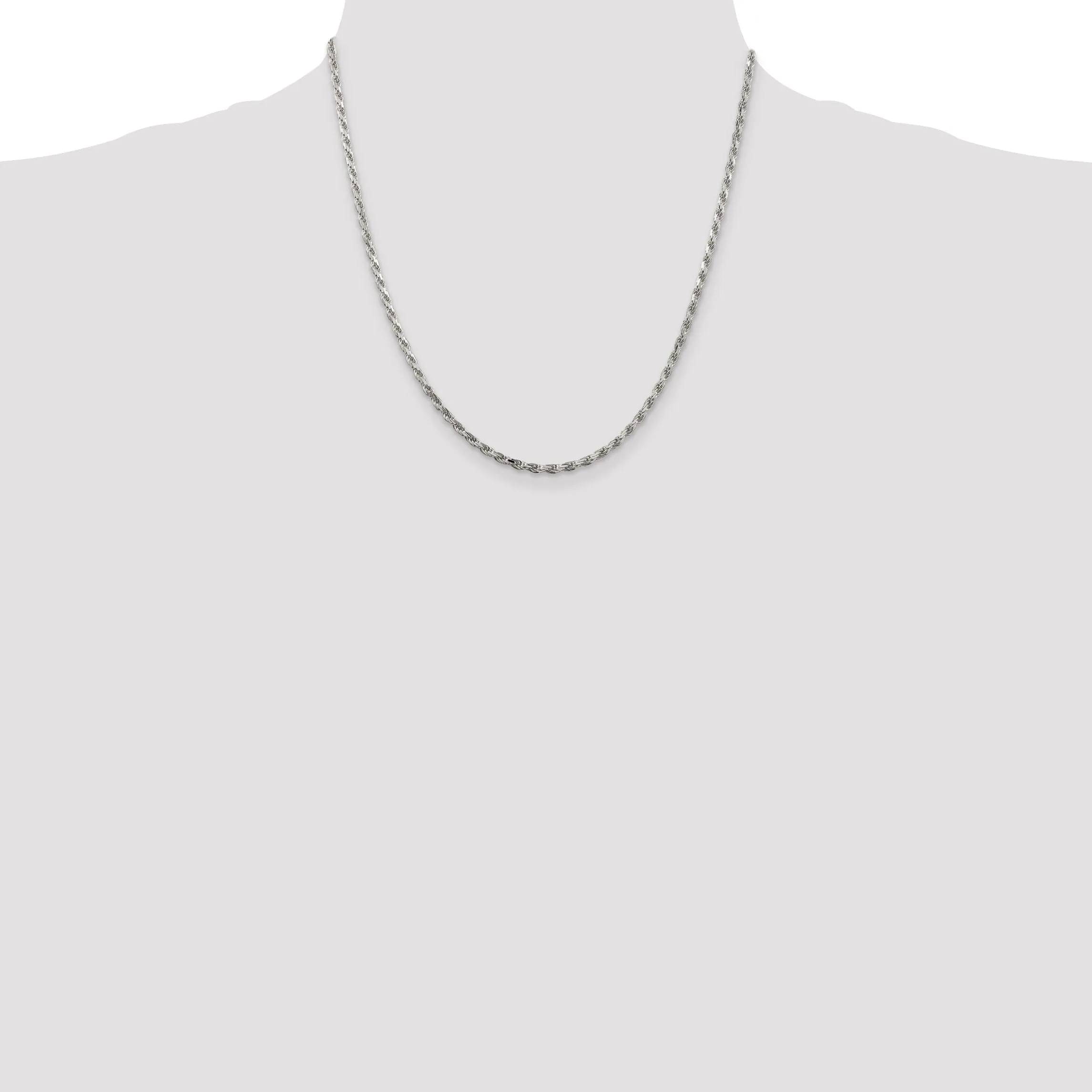 Silver Polished D.C 2.50-mm Solid Rope Chain