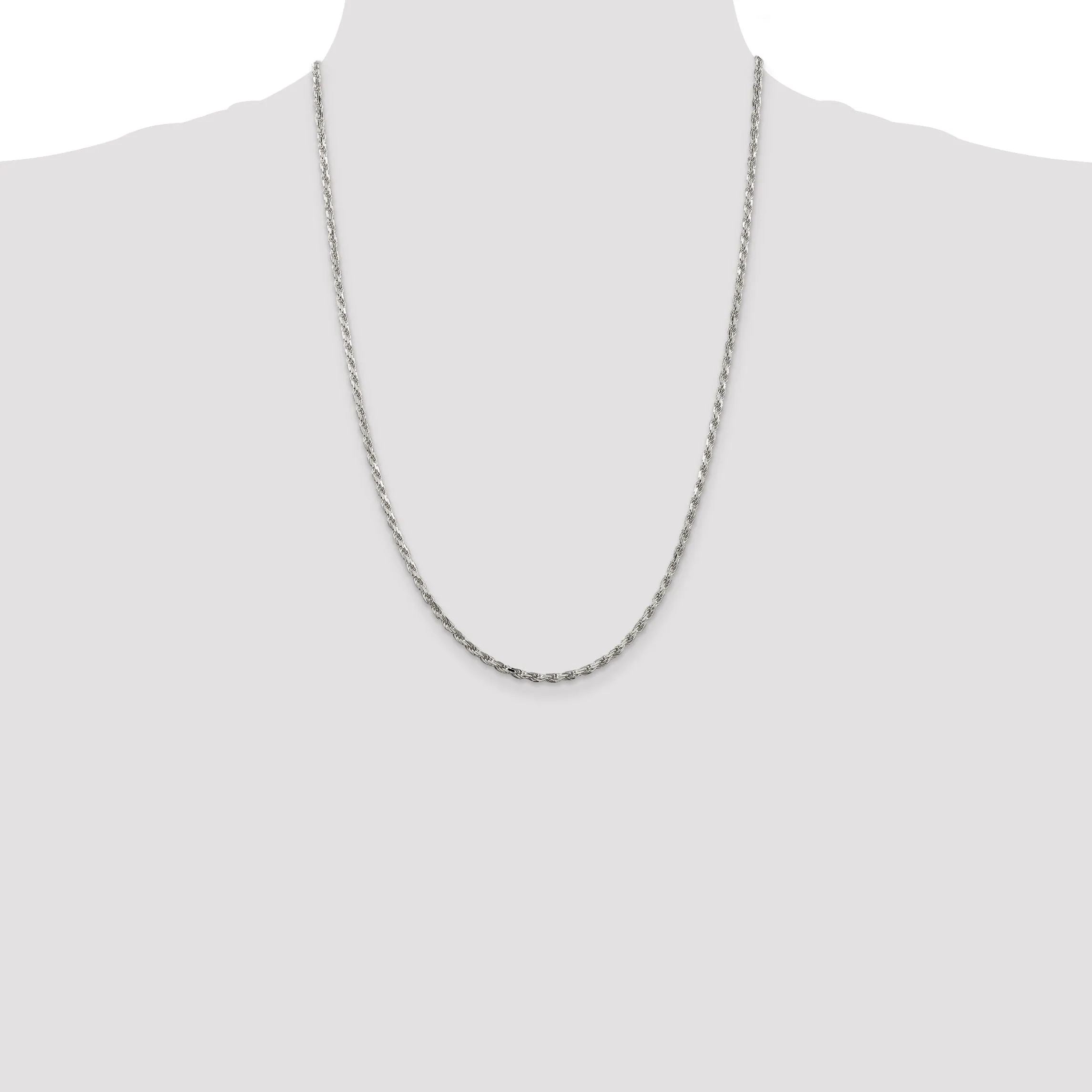 Silver Polished D.C 2.50-mm Solid Rope Chain