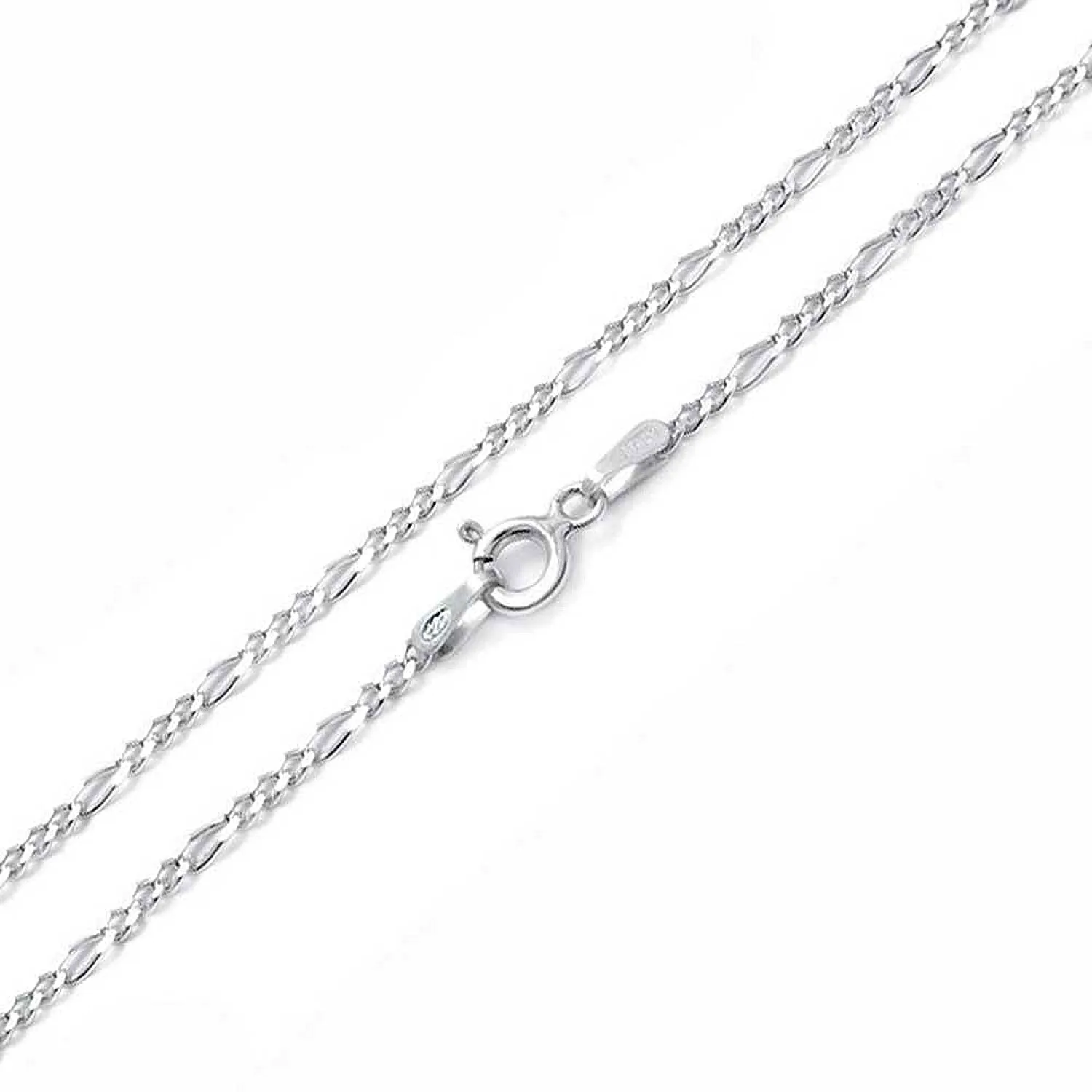 Simple 50 Gauge Sterling Silver Figaro Chain Anklet Ankle Bracelet 9-10 Inch