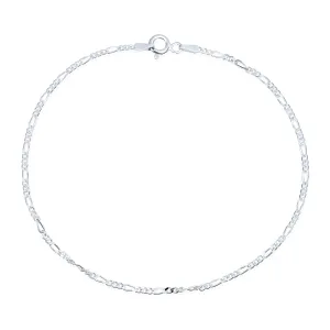 Simple 50 Gauge Sterling Silver Figaro Chain Anklet Ankle Bracelet 9-10 Inch