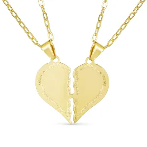 Simple BFF Breakable Heart Puzzle Pendant Necklace 18K Gold Plated for Mom