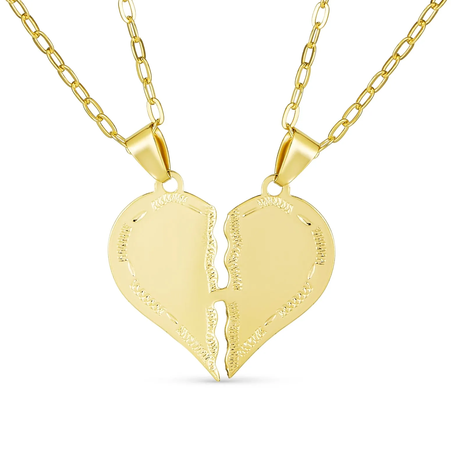 Simple BFF Breakable Heart Puzzle Pendant Necklace 18K Gold Plated for Mom