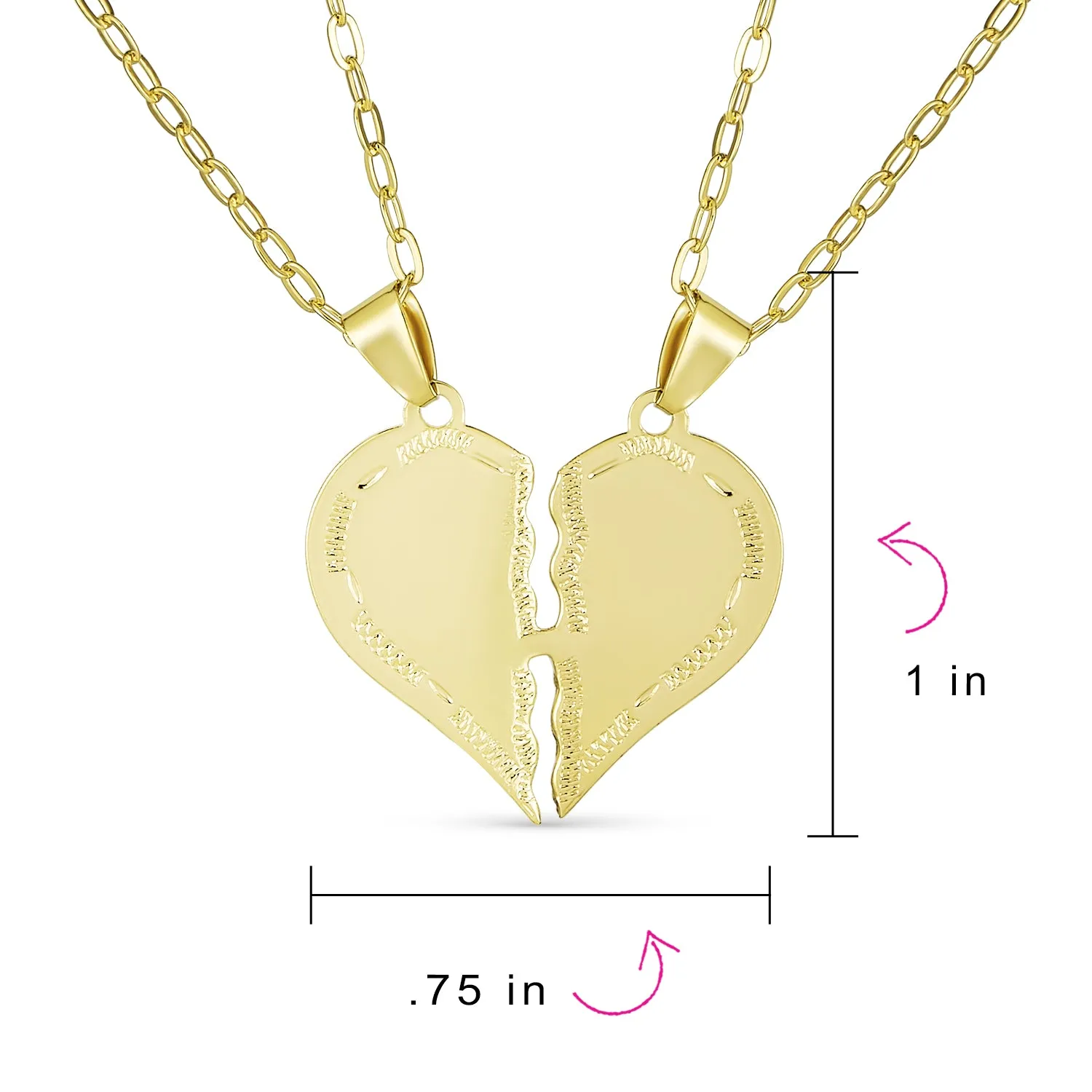 Simple BFF Breakable Heart Puzzle Pendant Necklace 18K Gold Plated for Mom