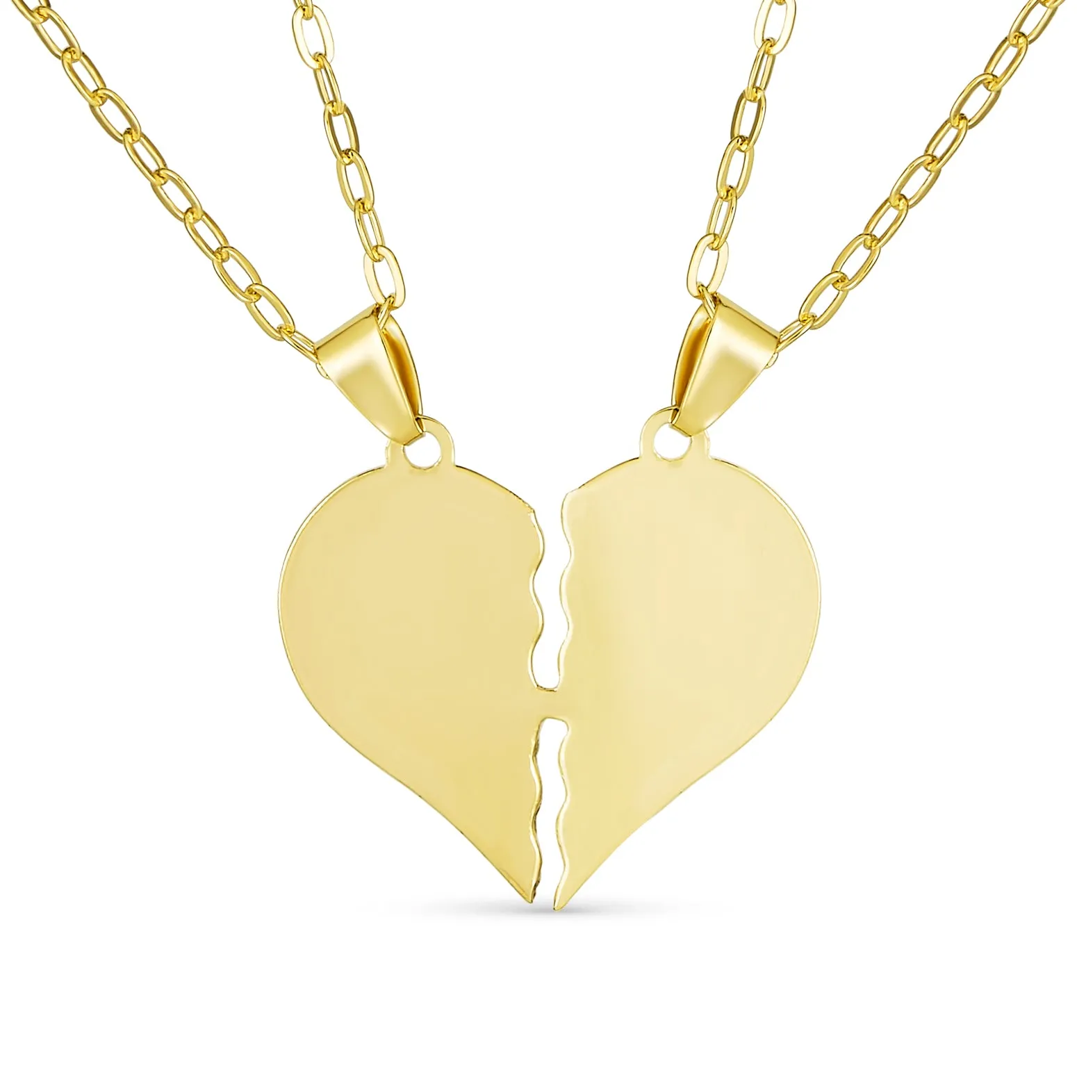 Simple BFF Breakable Heart Puzzle Pendant Necklace 18K Gold Plated for Mom