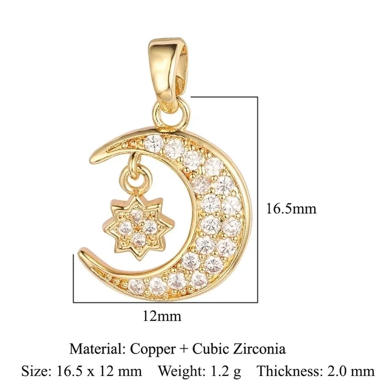 Simple Style Classic Style Sun Star Moon Copper Plating Inlay Zircon Charms Jewelry Accessories