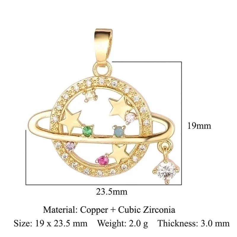 Simple Style Classic Style Sun Star Moon Copper Plating Inlay Zircon Charms Jewelry Accessories